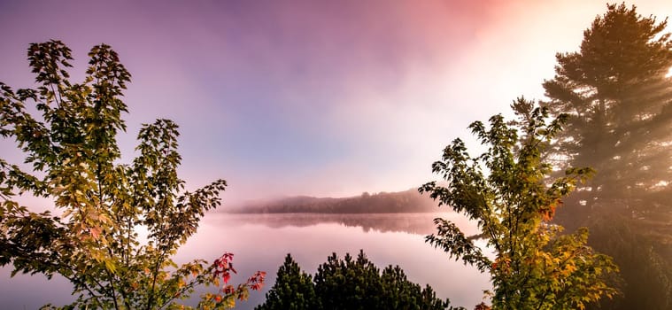 view of the Lac-Superieur, in Laurentides, Mont-tremblant, Quebec, Canada