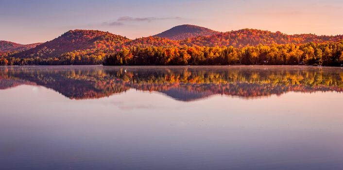 view of the Lac-Superieur, in Laurentides, Mont-tremblant, Quebec, Canada