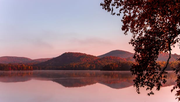 view of the Lac-Superieur, in Laurentides, Mont-tremblant, Quebec, Canada