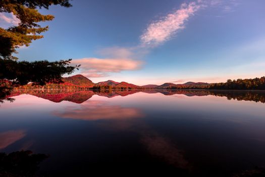 view of the Lac-Superieur, in Laurentides, Mont-tremblant, Quebec, Canada