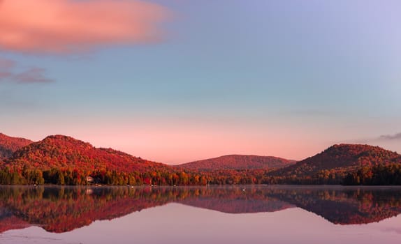 view of the Lac-Superieur, in Laurentides, Mont-tremblant, Quebec, Canada