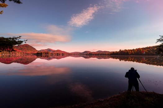 view of the Lac-Superieur, in Laurentides, Mont-tremblant, Quebec, Canada