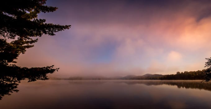 view of the Lac-Superieur, in Laurentides, Mont-tremblant, Quebec, Canada