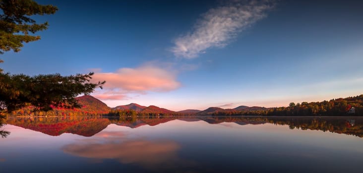 view of the Lac-Superieur, in Laurentides, Mont-tremblant, Quebec, Canada