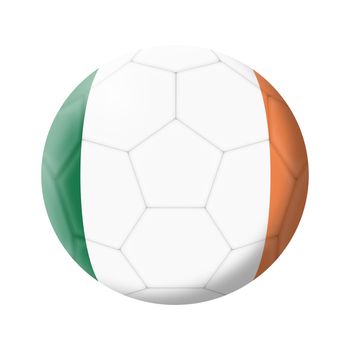 A Republic of Irelend soccer ball football 3d illustration isolated on white with clipping path