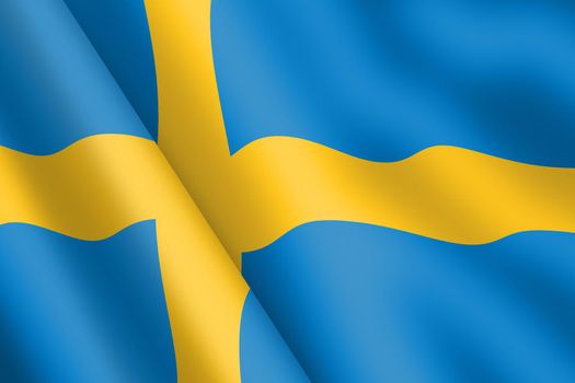 A Sweden waving flag 3d illustration wind ripple