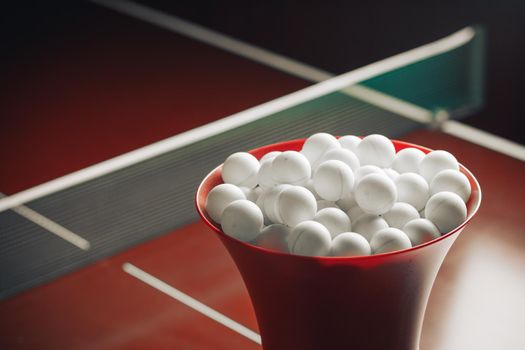 table tennis balls in the robot agitator