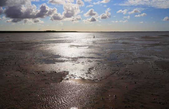 The Wadden Sea National Park near the Peninsula Nordstrand, Germany, Europe