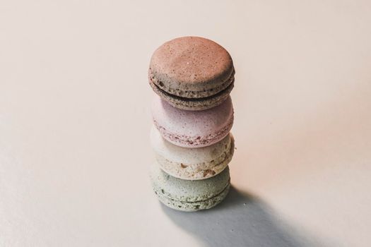 Macarons in different colours on a background 