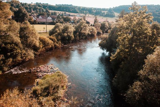 The River Jagst in Hohenlohe, Baden-Württemberg, Germany