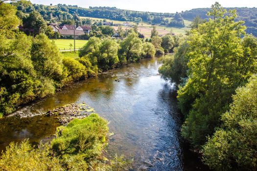 The River Jagst in Hohenlohe, Baden-Württemberg, Germany