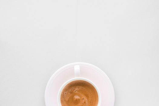 Drinks menu, italian espresso recipe and organic shop concept - Cup of hot french coffee as breakfast drink, flatlay cups on white background