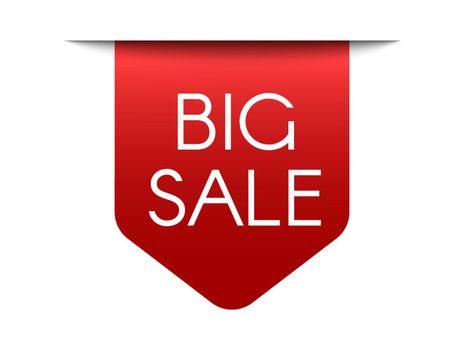 Big sale red badge. Discount promo sticker. Vector realistic 3D promotion tag for website or banner