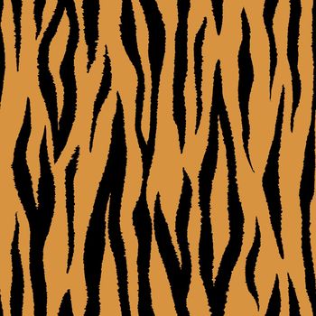 Tiger seamless pattern. Bengal cat orange safari repeat print. Vector wild animal skin art