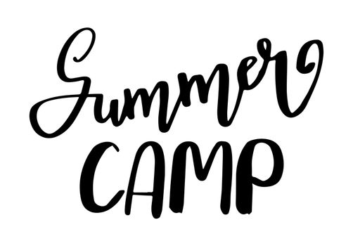 Summer cump quote. Handwritten lettering banner. Camping vector concept