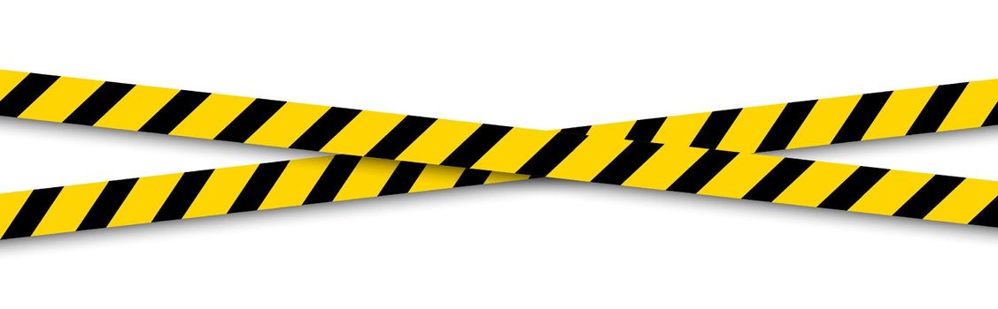 Police caution danger line. Warning barrier. Black and yellow security ribbon. Stop zone. Barricade tape. Do not cross