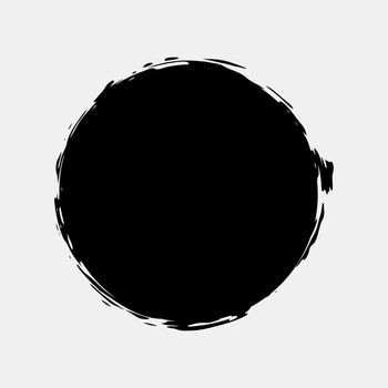 Circle paint grunge splash. Vector round black stain set. Rough ink retro stamp clipart isolated on white.