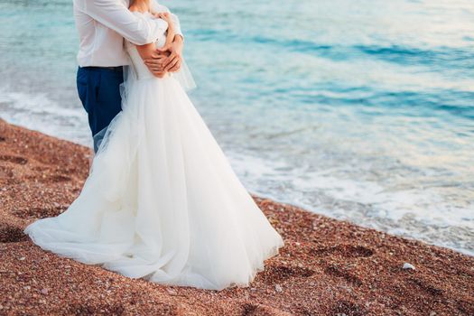 Newlyweds hug each other in Montenegro. Wedding in Montenegro.