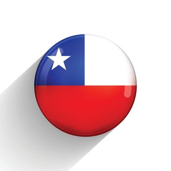 Glass light ball with flag of Chile. Round sphere, template icon. Chilean national symbol. Glossy realistic ball, 3D abstract vector illustration highlighted on a white background. Big bubble.