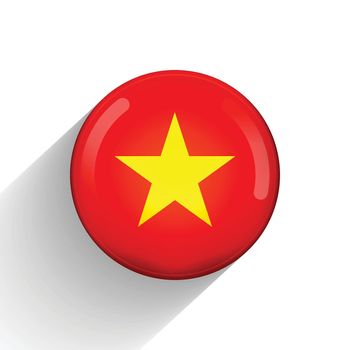 Glass light ball with flag of Vietnam. Round sphere, template icon. Vietnamese national symbol. Glossy realistic ball, 3D abstract vector illustration highlighted on a white background. Big bubble.