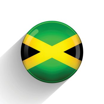 Glass light ball with flag of Jamaica. Round sphere, template icon. Jamaican national symbol. Glossy realistic ball, 3D abstract vector illustration highlighted on a white background. Big bubble.