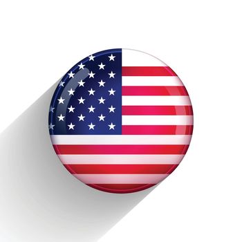 Glass light ball with flag of USA. Round sphere, template icon. American national symbol. Glossy realistic ball, 3D abstract vector illustration highlighted on a white background. Big bubble.