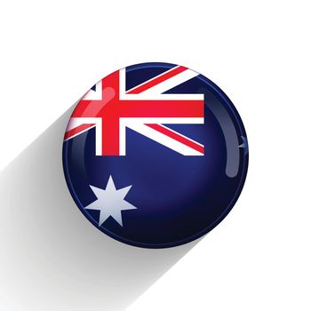 Glass light ball with flag of Australia. Round sphere, template icon. Australian national symbol. Glossy realistic ball, 3D abstract vector illustration highlighted on a white background. Big bubble.