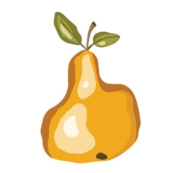 Pear icon isolated on white background. Natural delicious fresh ripe tasty fruit. Template vector illustration for packaging, banner, card and other design. Stylized pears with leaves. Food concept.