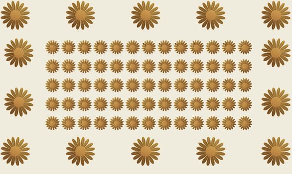 row of golden flower on abstract background