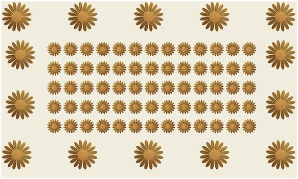 row of golden flower on abstract background