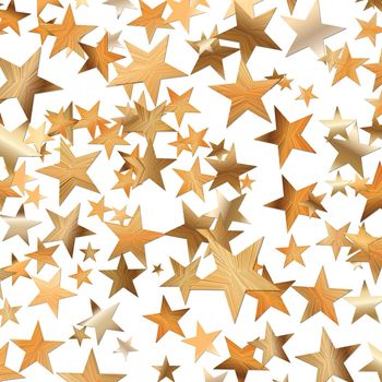 Stars golden glitter confetti isolated on white background. Festive holiday background. Celebration concept. Falling magic gold particles. Invitation mock up.