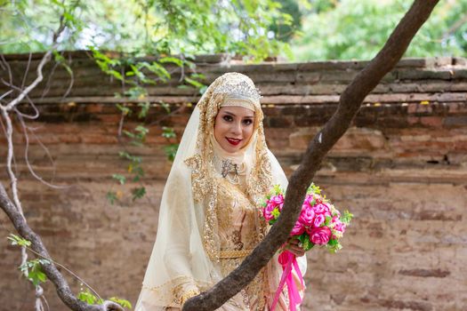 Closeup on women face in traditional dress sari