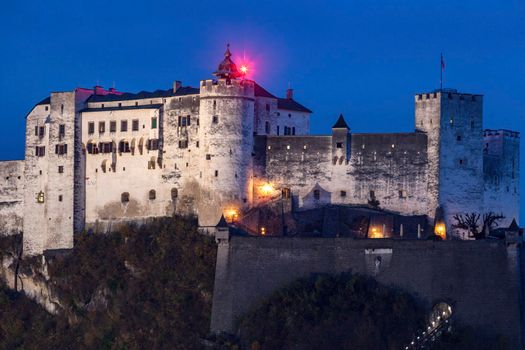 Salzburg Castle at evening. Salzburg, Austria.