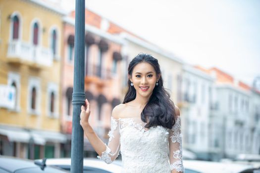 Portrait of real women with fashion hairstyle white cloth standing on street, Young millennial hipster stylish diverse women, real women, empowerment women for women's day concept