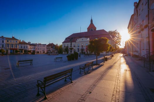 Main Square in Darlowo. Darlowo, West Pomerania, Poland.