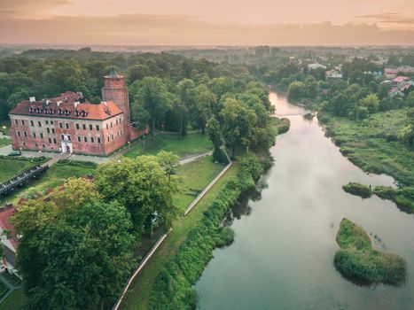 Uniejow Castle at evening. Uniejow, Lodzkie, Poland.