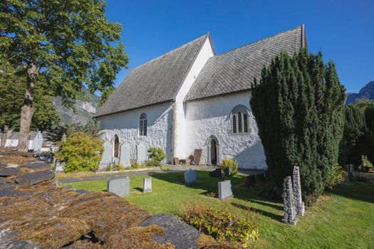 Church in Aurlandsvangen. Aurlandsvangen, Western Norway, Norway.