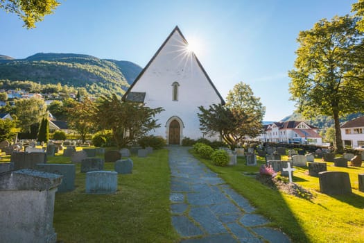 Church in Aurlandsvangen. Aurlandsvangen, Western Norway, Norway.