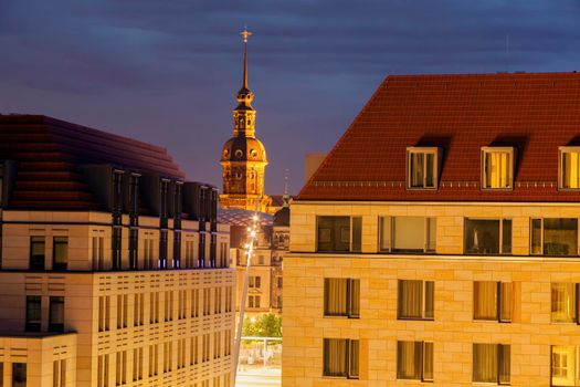 Architecture of Dresden at night. Dresden, Saxony, Germany.