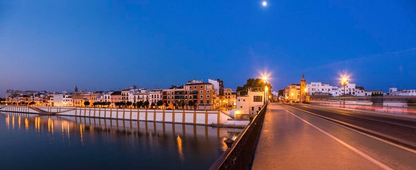 Architecture of Seville along Guadalquivir River. Seville, Andalusia, Spain.