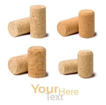 wine corks set  isolated on white