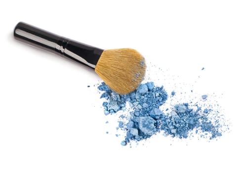 Makeup Powder and Brush on a white background