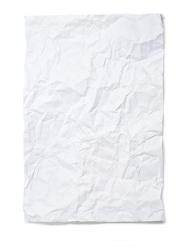 crumpled sheet of old paper on a white background