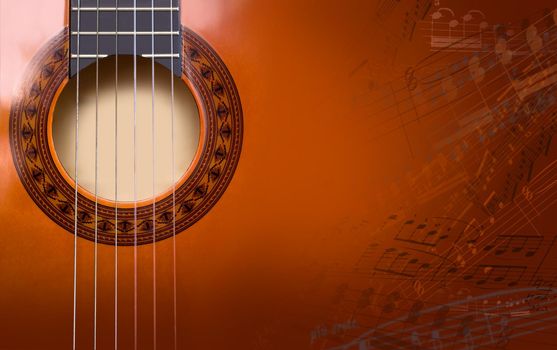musical image of the background of acoustic guitar