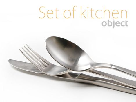 Fork and knife  in elegant setting with copyspace