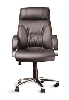 the black office chair on white background