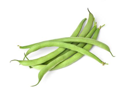 Green beans isolated on white.With clipping path