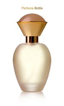  perfume bottle with reflection isolated on white