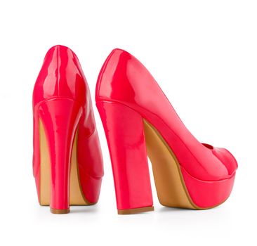 High Heels with inner platform sole, red patent leather