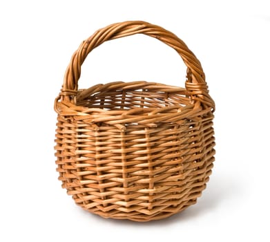 Empty wicker basket isolated on white with clipping path